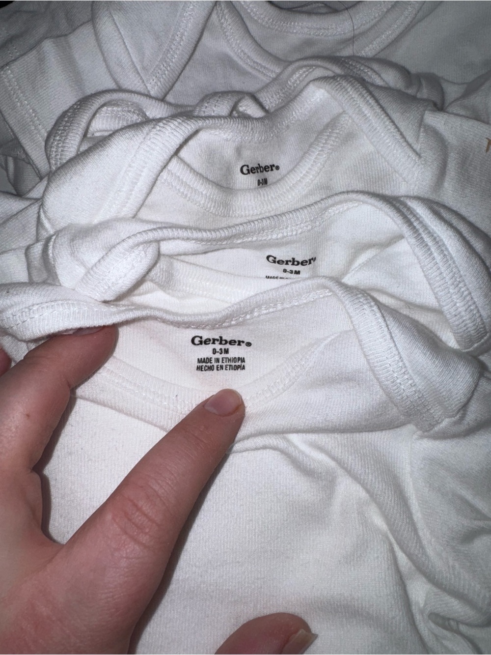 Gerber White Infant Short-Sleeve Bodysuits Set NB,0-3,3-6 BUNDLE